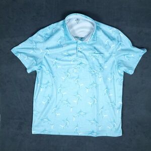 Izod Saltwater Short Sleeve Men’s Shirt Size XL Swordfish Pattern Relaxed Blue